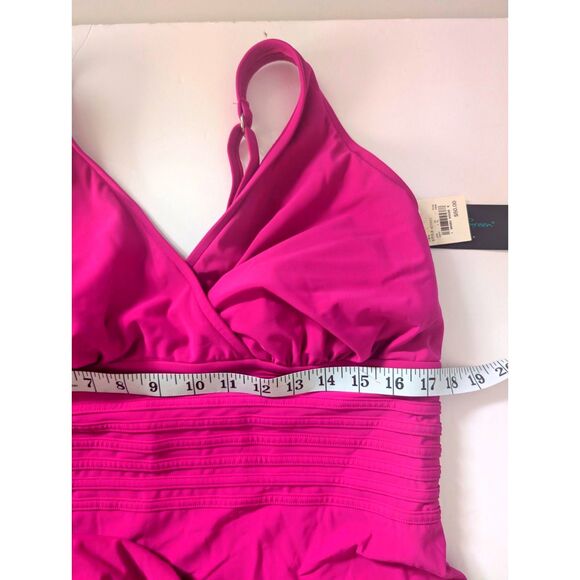Women's Aqua Green Swimsuit Size 17 (1X) Full Coverage Fuchsia - Picture 6 of 8